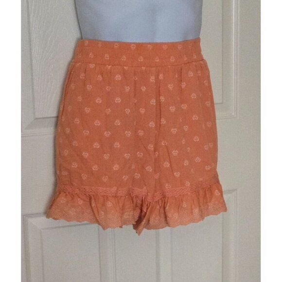 Torrid 5 Inch Pull On Gauze Smocked Ruffle Short Peach Orange size 1X - Picture 2 of 11